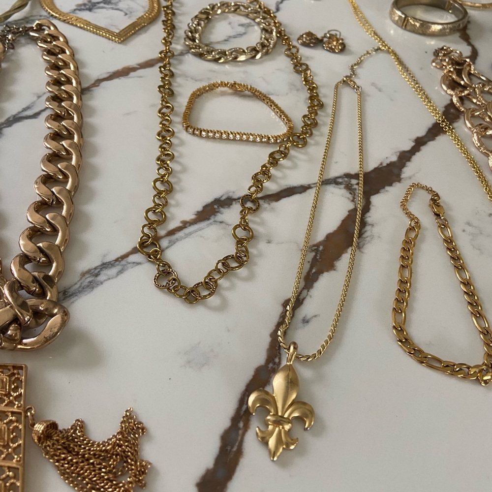 Chunky Gold Costume Jewelry Lot!!!